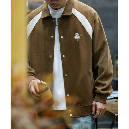 Color Clashing Loose Lapel Casual Jacket A0398