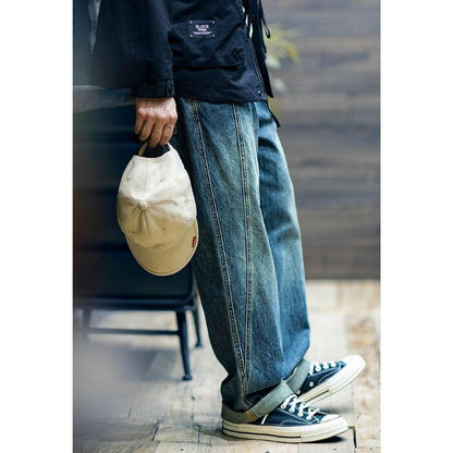 Embroidery Straight Jeans Loose Cotton Pants A0447