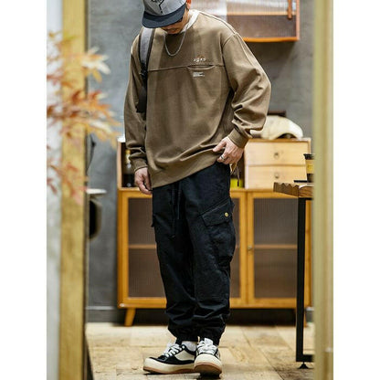 Round Neck Splicing Casual Sweatshirt A0489