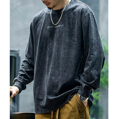Long-sleeved Loose Round Neck T-shirt A0514