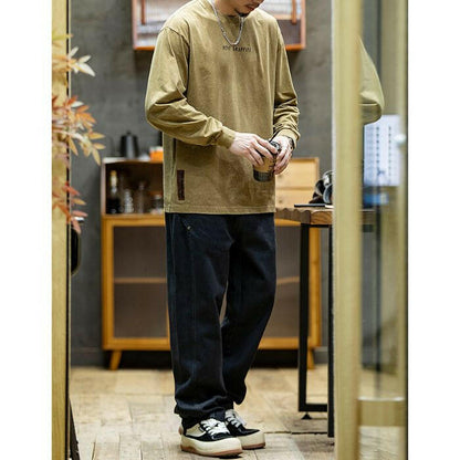 Long-sleeved Loose Round Neck T-shirt A0514