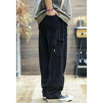 Velvet Drape Straight Loose Casual Wide-legged Pants A0544