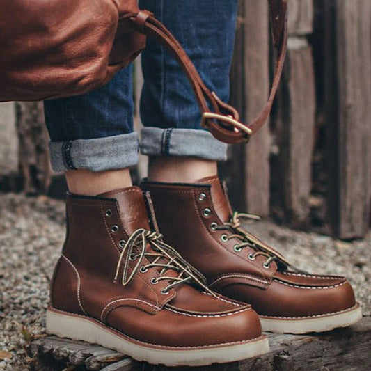 Mid-top British Style Leather Boots A0574