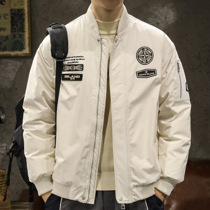 Baseball Collar White Duck Down Jacket A1143